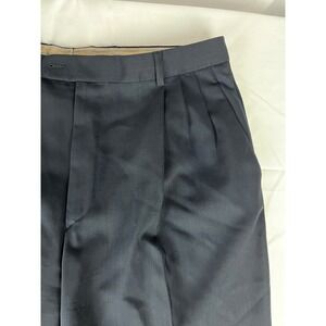 Zanella Dress‎ Pants Mens 36 Navy Blue Pleated Cuffed Wool Blend Trousers
